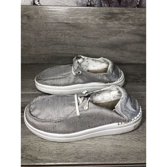 Hey Dude Wendy Rise Sox Stone White Textile Slip On Comfort Shoes Women 8M US/39 - Picture 1 of 16